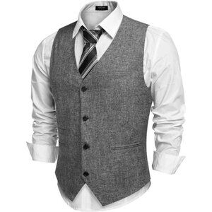 Men's Casual Business Vests Lightweight Waistcoat Slim Fit Suit Vest